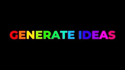 Large Text GENERATE IDEAS with randomly colored letters with colors of the .. Illustration