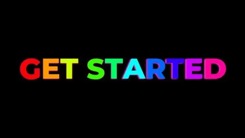 Large Text GET STARTED with randomly colored letters with colors of the rai.. Stock Illustration