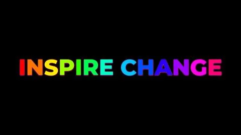 Large Text INSPIRE CHANGE with randomly colored letters with colors of the .. Stock Illustration
