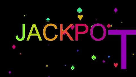 Large text JACKPOT colorful random letters card suits symbols win bet concept Stock Footage 307009602