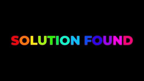 Large Text SOLUTION FOUND with randomly colored letters with colors of the .. Illustration