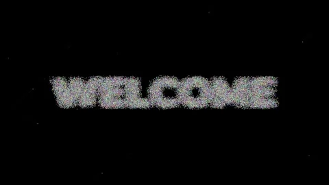 Large Text WELCOME Created with Many Small Dots Grouping to Form Words on Black Stock Footage 308738582
