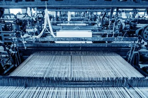 Large textile looms Foto stock