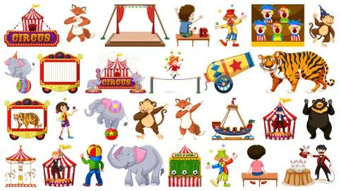 Large theme circus set Stock Illustration