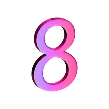 A large, three-dimensional number eight in bright pink with a shadow effect Stock Illustration