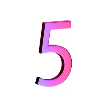 A large, three-dimensional number five in bright pink with a shadow effect Stock Illustration