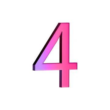 A large, three-dimensional number four in bright pink with a shadow effect Stock Illustration