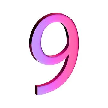 A large, three-dimensional number nine in bright pink with a shadow effect Stock Illustration