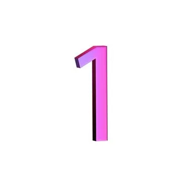 A large, three-dimensional number one in bright pink with a shadow effect Stock Illustration