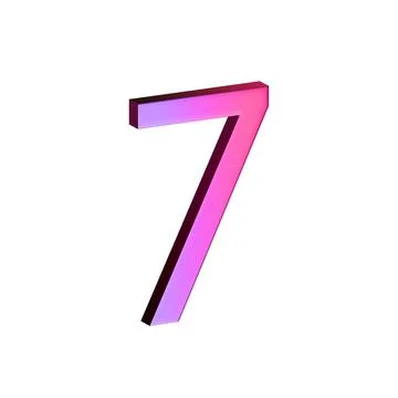 A large, three-dimensional number seven in bright pink with a shadow effect Stock Illustration