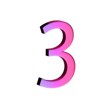 A large, three-dimensional number three in bright pink with a shadow effect Stock Illustration