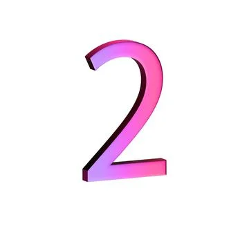 A large, three-dimensional number two in bright pink with a shadow effect Stock Illustration