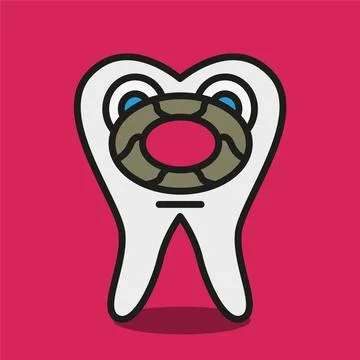 Large through hole in the tooth. Stock Illustration