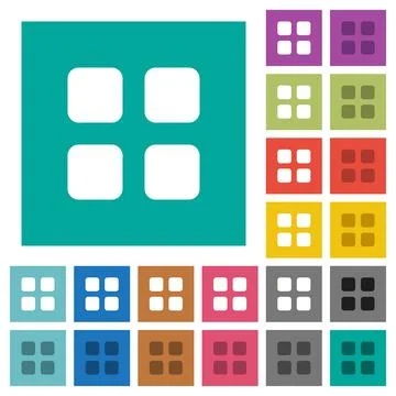 Large thumbnail view mode square flat multi colored icons Illustrazione stock