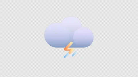 Large thunder and rain weather icon animation on an alpha channel in 4k Stock Footage 276328800