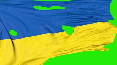 A large torn Ukrainian flag flutters in the wind 3d rendering Video stock 172480684