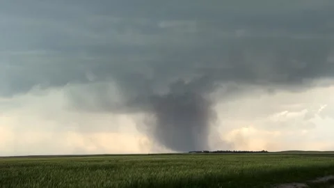 Large tornado over a field in Nebraska Stock Footage 254800751