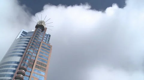 Large tower block with fast moving clouds Stock Footage 1038787
