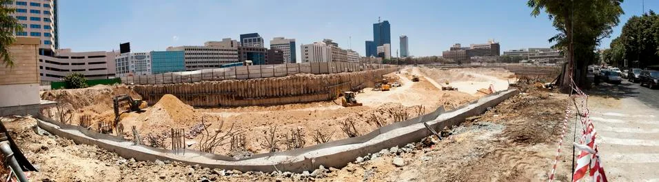 Large tower complex construction site panorama xxxxl Stock Photos