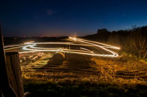 Large tractor light streak Stock Photos
