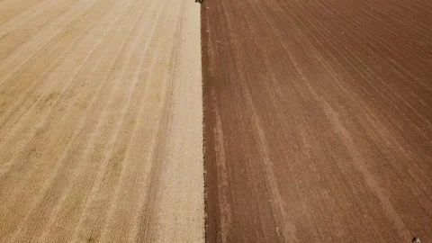 A large tractor plows a field Stock Footage 121110415