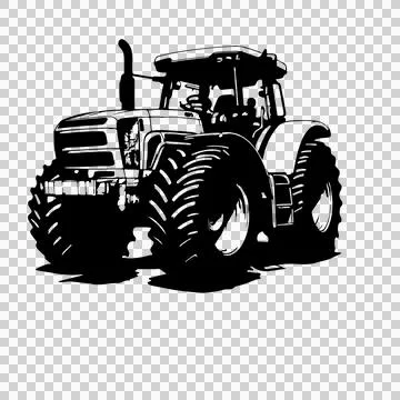 Large Tractor Silhouette Front View stationary wheels black イラスト素材