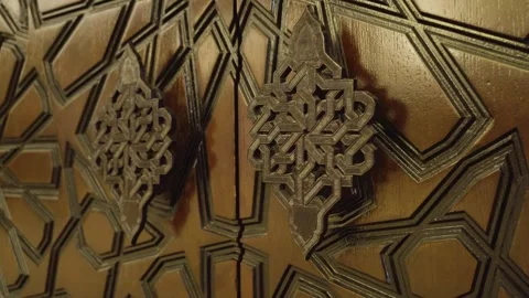 Large traditional Arabian door in solid wood, in Bahrain Stock Footage 244946282