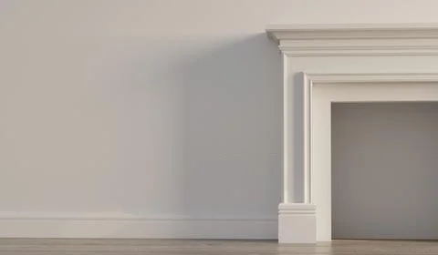 Large traditional fireplace without a fire. Blank walls. Empty mantle piece Stock Illustration