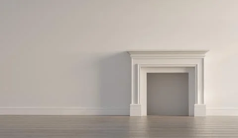 Large traditional fireplace without a fire. Blank walls. Empty mantle piece Stock Illustration