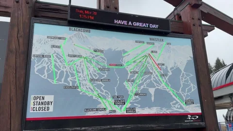 Large Trail Map Of Whistler Blackcomb And Whistler Mountain Ski Resort In Stock Footage 334016105