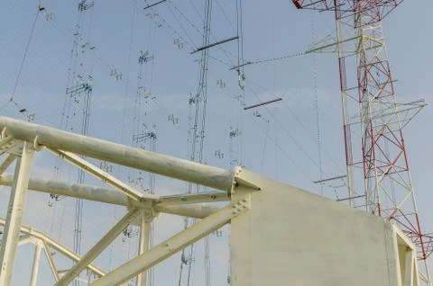 Large transmitting system details view Foto stock