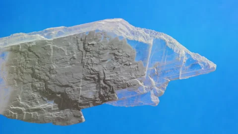 Large transparent crystal on a blue background, magic and medicine. Stock Footage 158624555