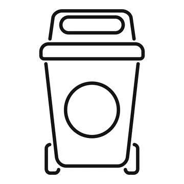 Large trash can with wheels and handle icon Illustration
