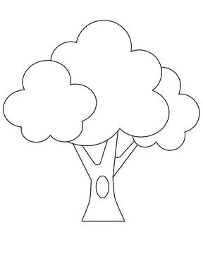 A large tree with a hollow, a simple image of a plant - a vector linear picture Stock Illustration