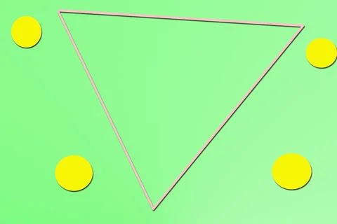 A large triangle and four small circles on green Stockillustratie