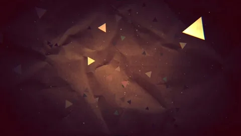 Large Triangles Floating Over Brown Crumbled Paper Motion Background Stock Footage 143124208