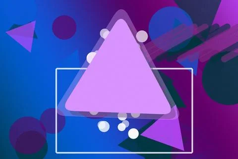 A large triangular play symbol and thin rectangle frame glow over layered c.. Ilustração Stock