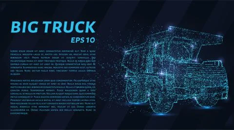 A large truck that consists of points. Particles in the form of a truck on a  Stock Illustration