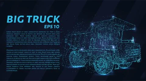 A large truck that consists of points. Particles in the form of a truck on a  Stock Illustration