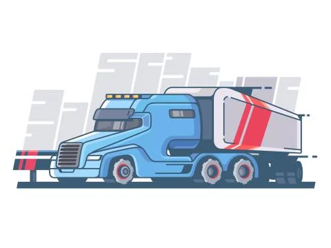 Large truck with long trailer Stock Illustration