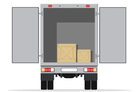 Large truck open with boxes for delivering mail and goods from the warehouse Stock Illustration