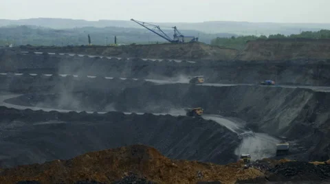 Large trucks carry coal Stock Footage 63357814