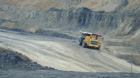 Large trucks carry coal Stock Footage 63357952