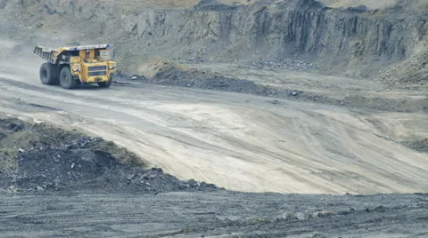 Large trucks carry coal Stock Footage 63358131