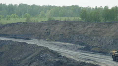 Large trucks carry coal Stock Footage 63358529