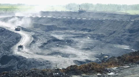 Large trucks carry coal Stock Footage 63360786