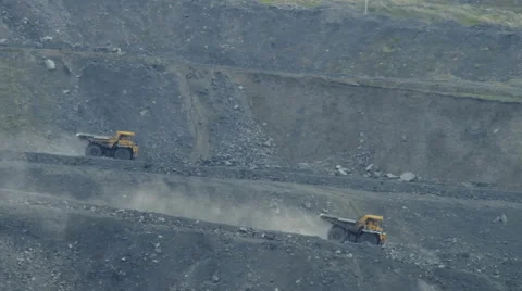 Large trucks carry coal Stock Footage 63362676