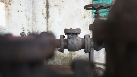 Large Tubes of a Pumping System From an old Installation Stock Footage 146536355