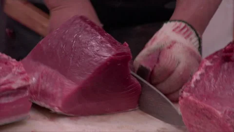 Large Tuna Butchered Stock Footage 139478782