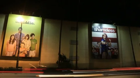 Large TV Show Posters on wall of WB Studios Stock Footage 85139815